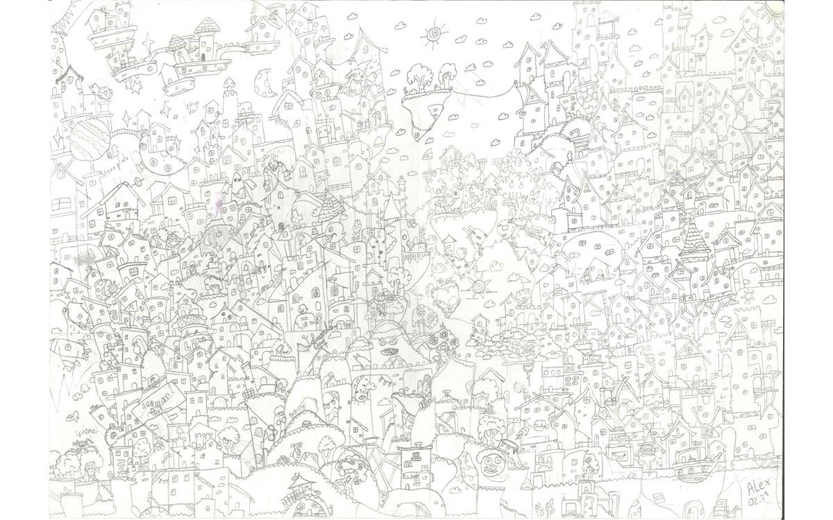 „Einzigartige Häuser“, Alexander, 11 Jahre, aus Plütscheid, Bild eingereicht bei der Volksbank Eifel eG, Raiffeisenbank Westeifel eG, Raiffeisenbank Irrel eG, ©BVR<br>3. Platz / Altersgruppe 3